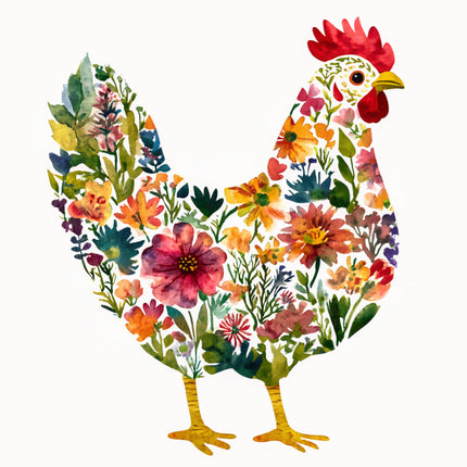 Colorful floral chicken cotton fabric panel for quilting