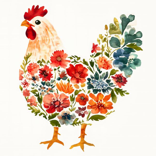 Colorful floral chicken cotton fabric panel for quilting