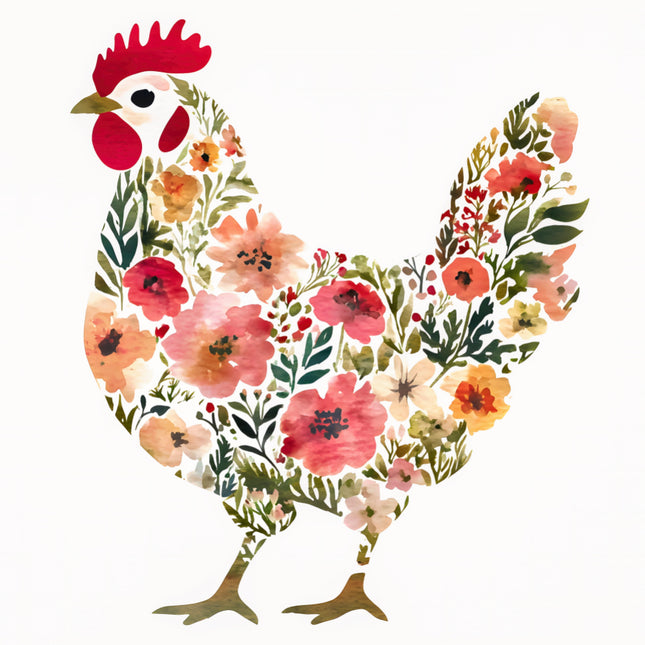 Colorful floral chicken cotton fabric panel for quilting