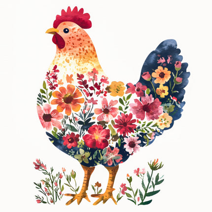 Colorful floral chicken cotton fabric panel for quilting