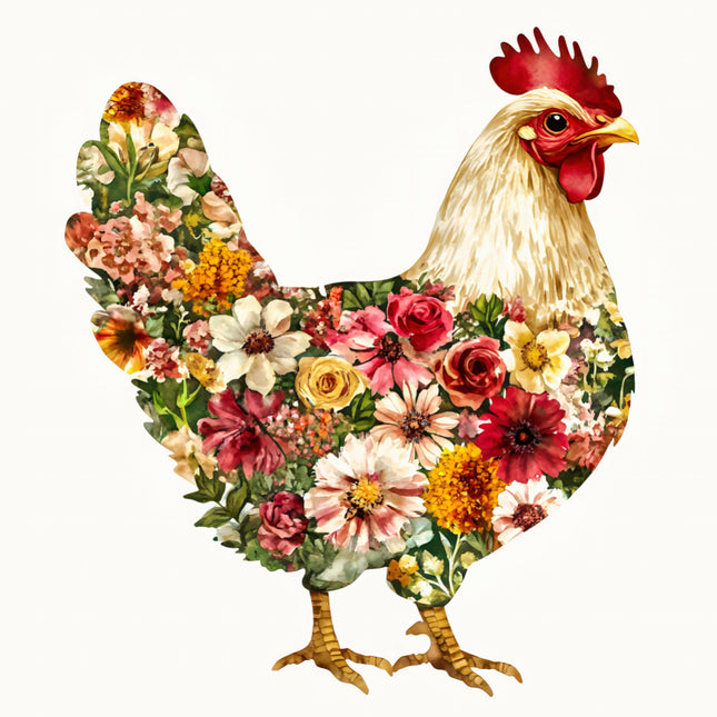 Colorful floral chicken cotton fabric panel for quilting