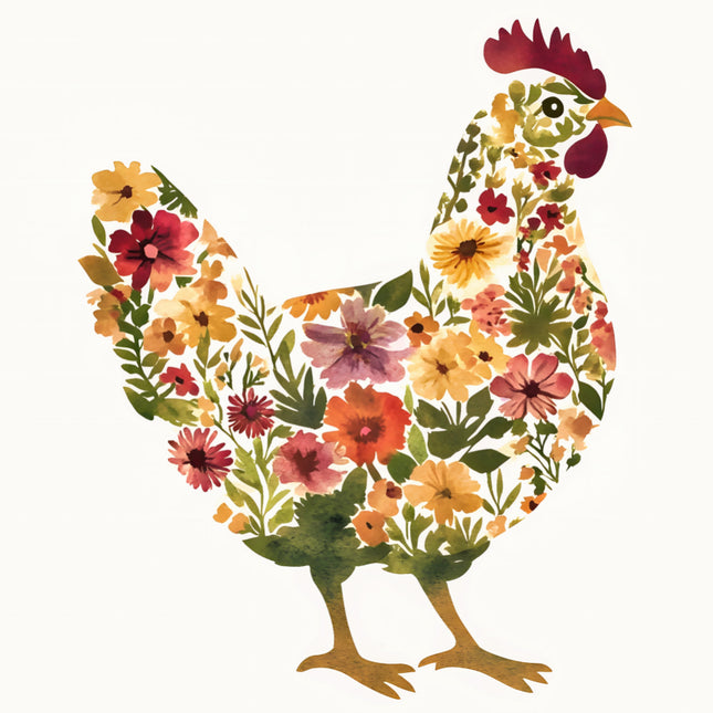 Colorful floral chicken cotton fabric panel for quilting