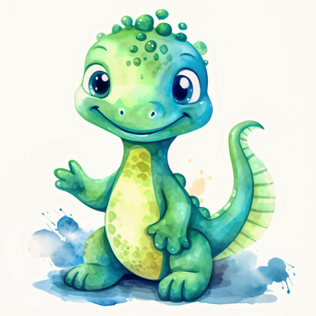 green dinosaur cotton quilt block