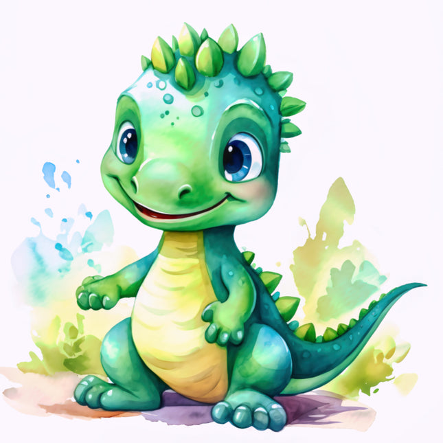 Cartoon green dragon cotton quilt block