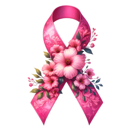 Pink Ribbon 100% Cotton Fabric Panel Block O3020