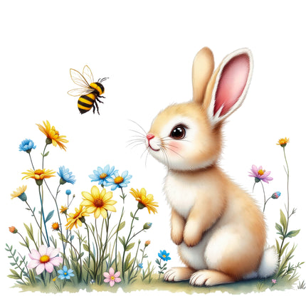 Bunny Rabbit 100% Cotton Fabric Panel Block O3051