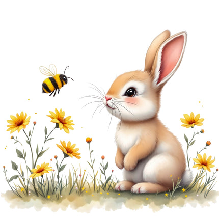 Bunny Rabbit 100% Cotton Fabric Panel Block O3055