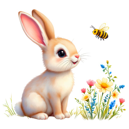 Bunny Rabbit 100% Cotton Fabric Panel Block O3061