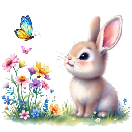 Bunny Rabbit 100% Cotton Fabric Panel Block O3068