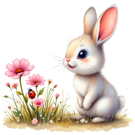 Bunny Rabbit 100% Cotton Fabric Panel Block O3070