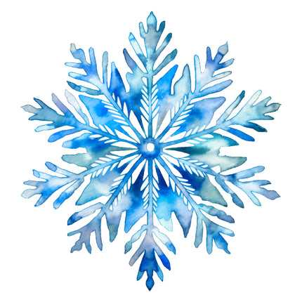 A digitally printed blue snowflake quilt block