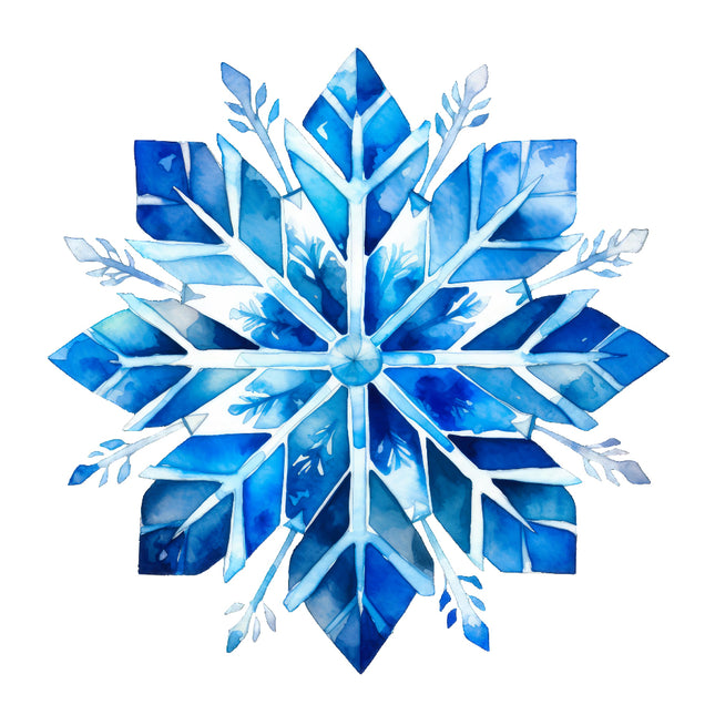 A digitally printed 100% cotton fabric panel featuring a blue snowflake