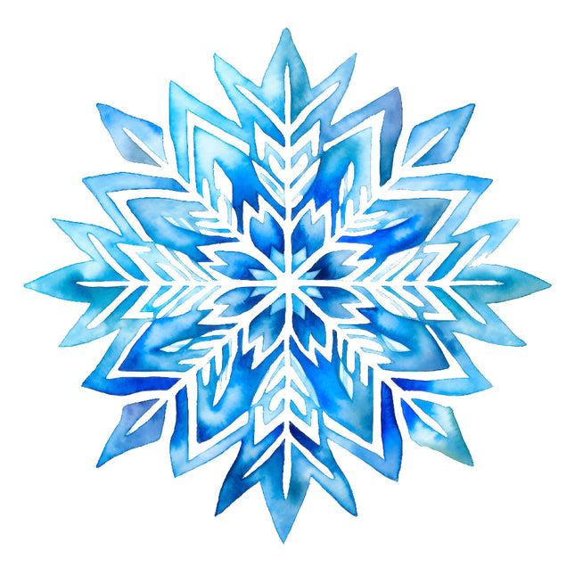 A digitally printed blue snowflake fabric panel