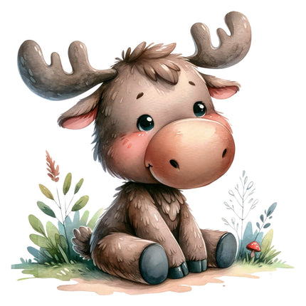 Moose 100% Cotton Fabric Panel Block O446