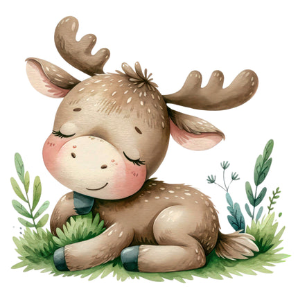 Moose 100% Cotton Fabric Panel Block O447