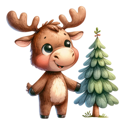 Moose 100% Cotton Fabric Panel Block O451