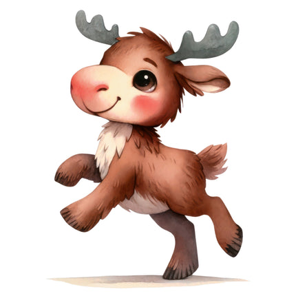 Cartoon baby moose cotton quilt block