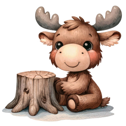 A digitally printed fabric panel featuring a cute moose fabric panel