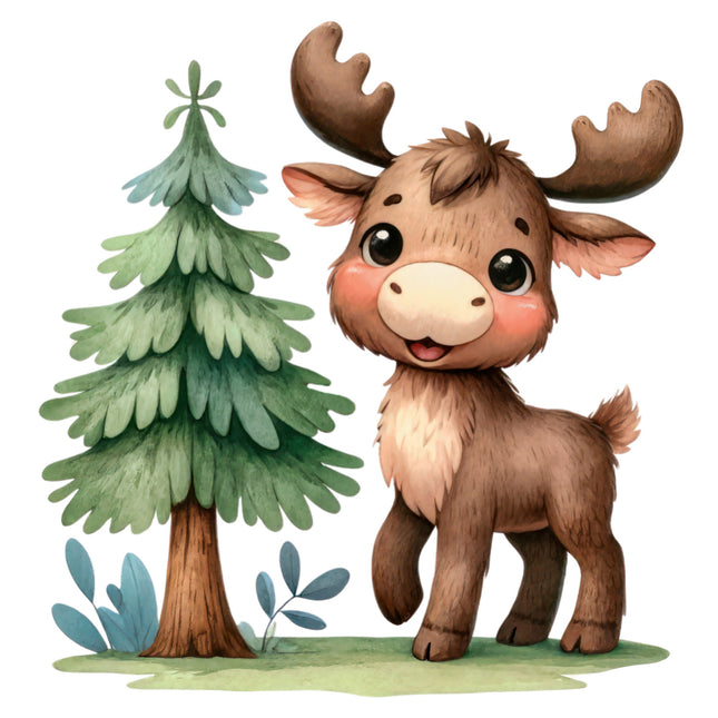 Cartoon moose cotton quilt block