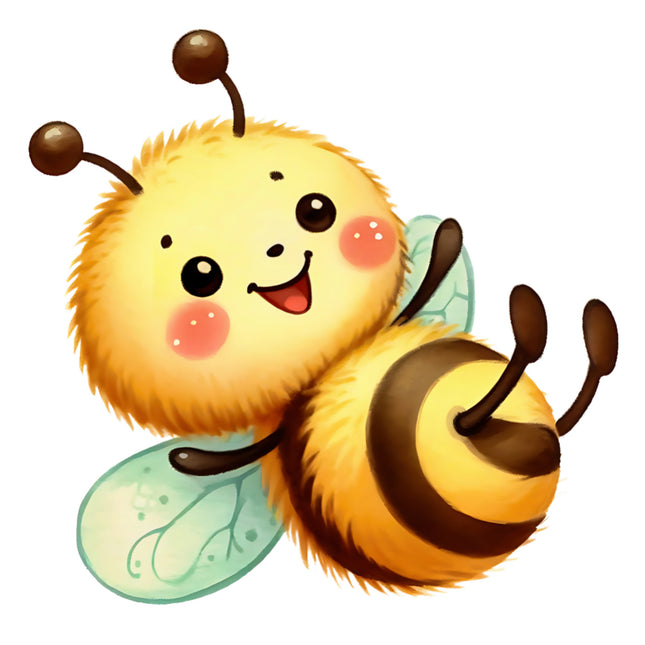 Cartoon bee character with a happy expression cotton quilt block