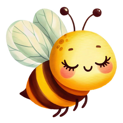 Cartoon bee with a happy expression cotton quilt block