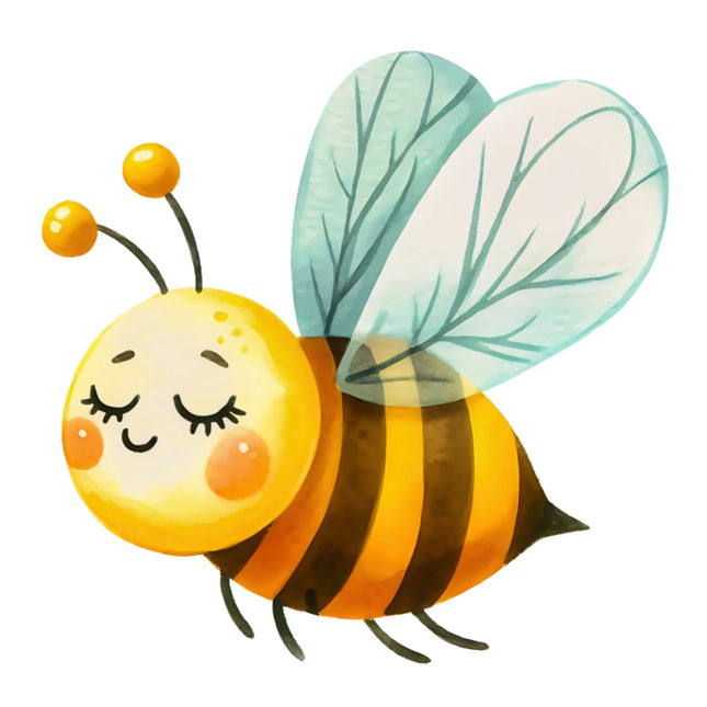 Cartoon bee with a smiling face cotton quilt block