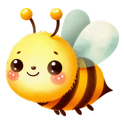 Cartoon bee character with a happy expression cotton quilt block