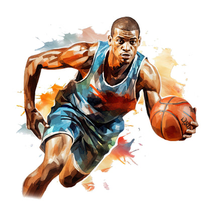 Basketball Player 100% Cotton Fabric Panel Block P1006
