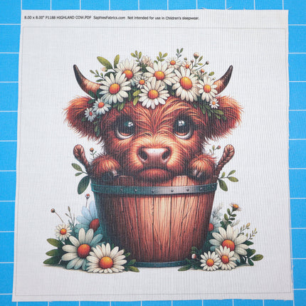 highland cow fabric panel