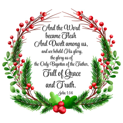 John 1:14 Bible Verse Scripture 100% Cotton Fabric Panel Block P137