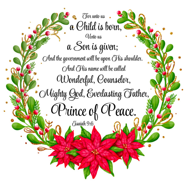 Isaiah 9:6 Bible Verse Scripture 100% Cotton Fabric Panel Block P138