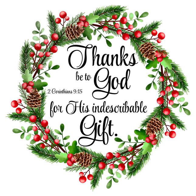 2 Corinthians 9:15 Bible Verse Scripture 100% Cotton Fabric Panel Block P139