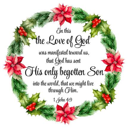 1 John 4:9 Bible Verse Scripture 100% Cotton Fabric Panel Block P140