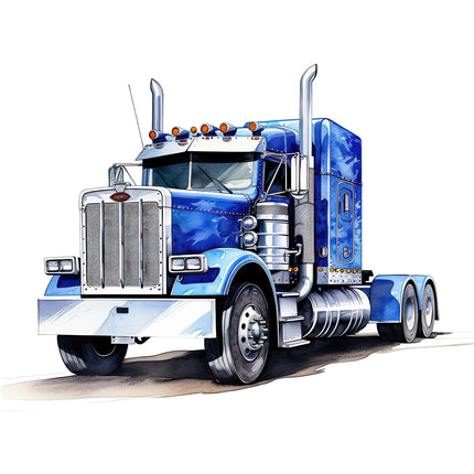 Semi Truck 100% Cotton Fabric Panel Block P1445