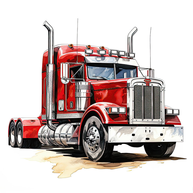 Semi Truck 100% Cotton Fabric Panel Block P1450