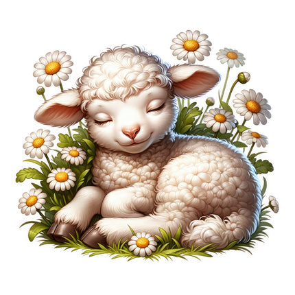 A digitally printed 100% cotton fabric panel featuring a cute sheep