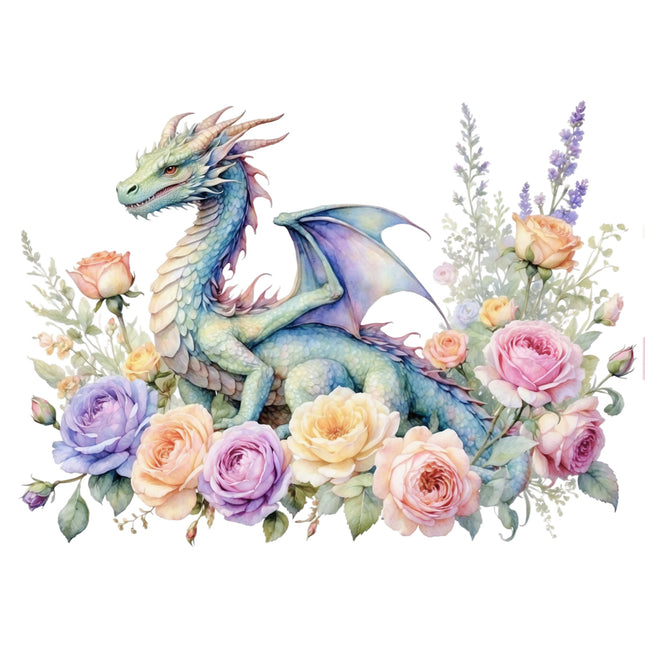 floral dragon fabric panel 