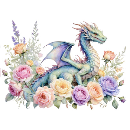 floral dragon fabric panel