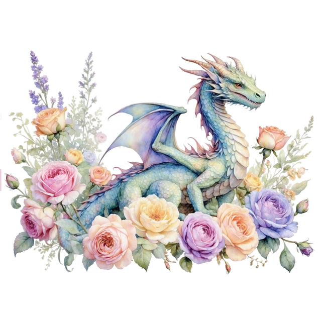 floral dragon fabric panel