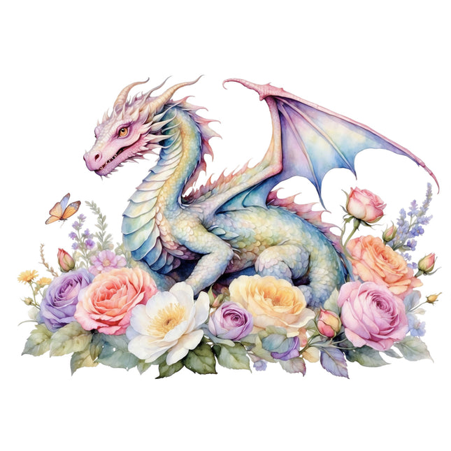 floral dragon fabric panel 
