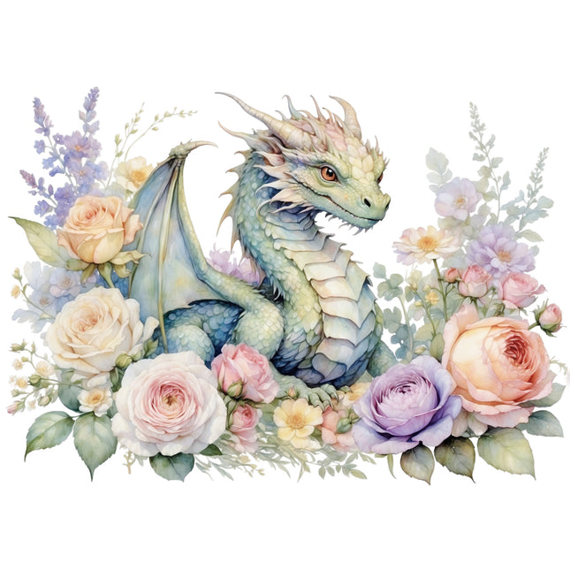 floral dragon fabric panel 