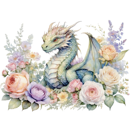 floral dragon fabric panel
