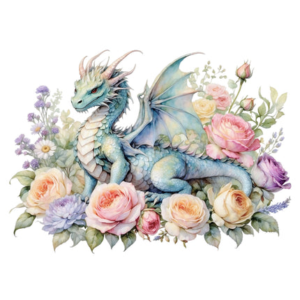 floral dragon fabric panel 
