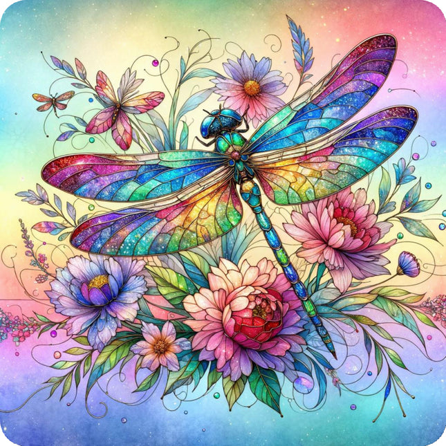 Colorful dragonfly fabric panel