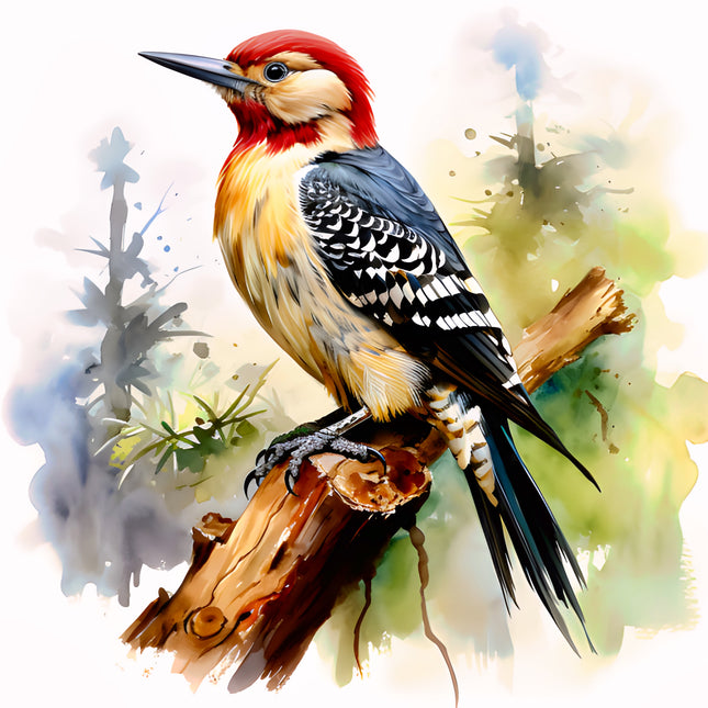 Woodpecker Bird 100% Cotton Fabric Panel Block P1603