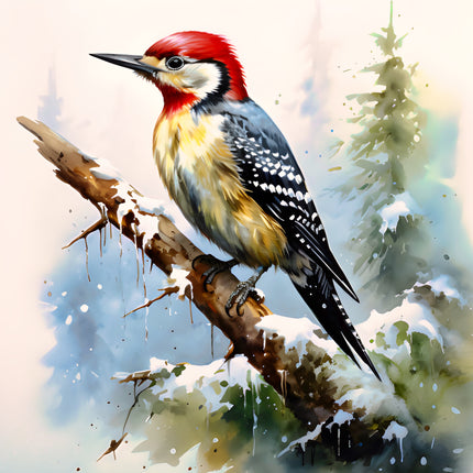 Woodpecker Bird 100% Cotton Fabric Panel Block P1609