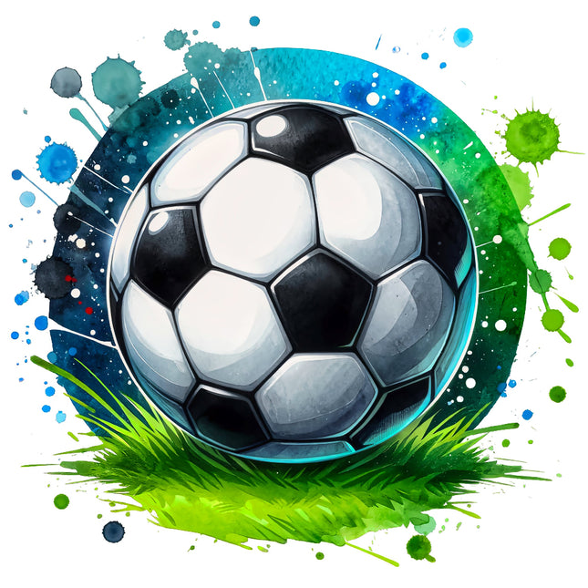 Soccer ball with colorful splashes quilt panel