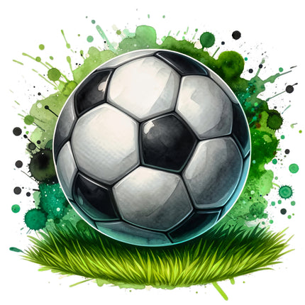 Soccer ball with green splashes and grass quilt block