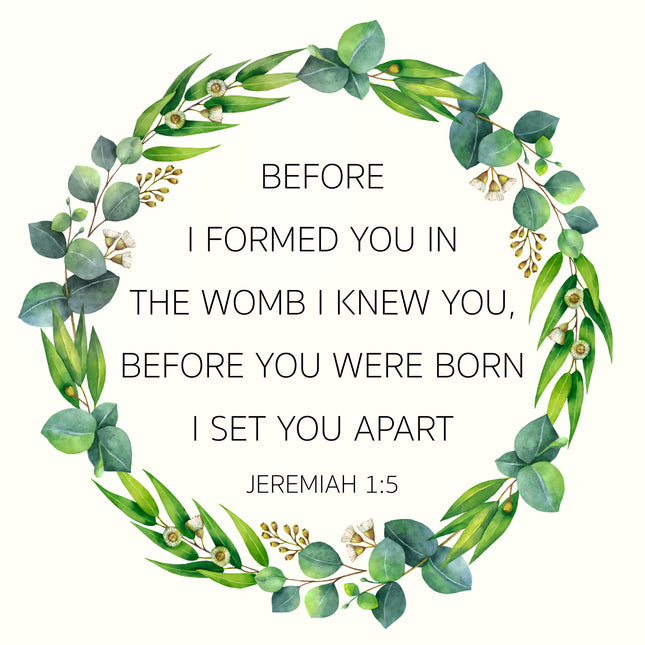 Jeremiah 1:5 Bible Verse Scripture 100% Cotton Fabric Panel Block P1620