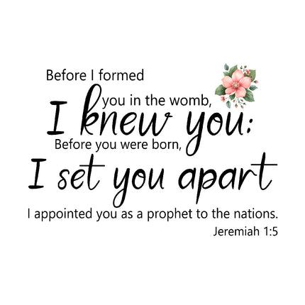 Biblical quote from Jeremiah 1:5 fabric panel